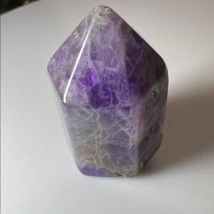 Polished Amethyst Point Tower - Purple and White Home Accent
